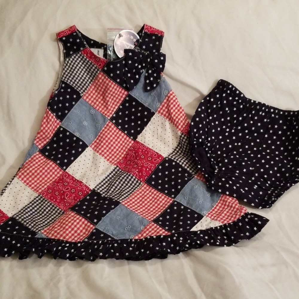 NWT AUTHENTIC KIDS Patriotic Patchwork Dress Set